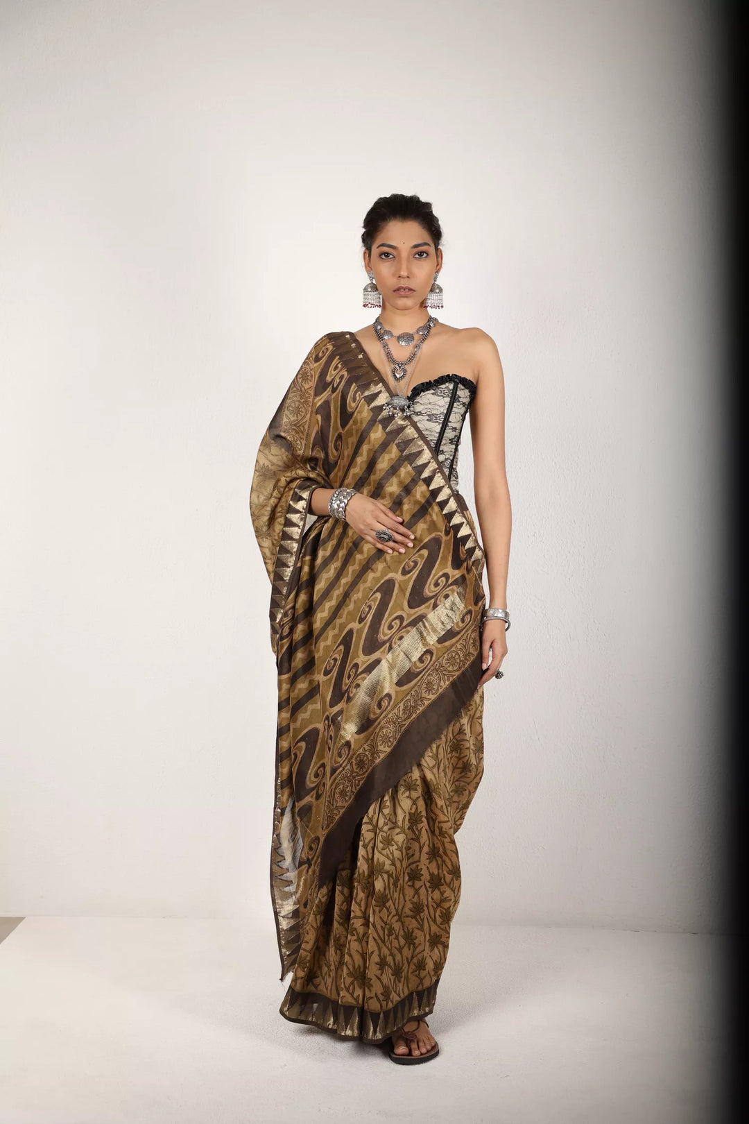 Shades Of Brown Chanderi Saree