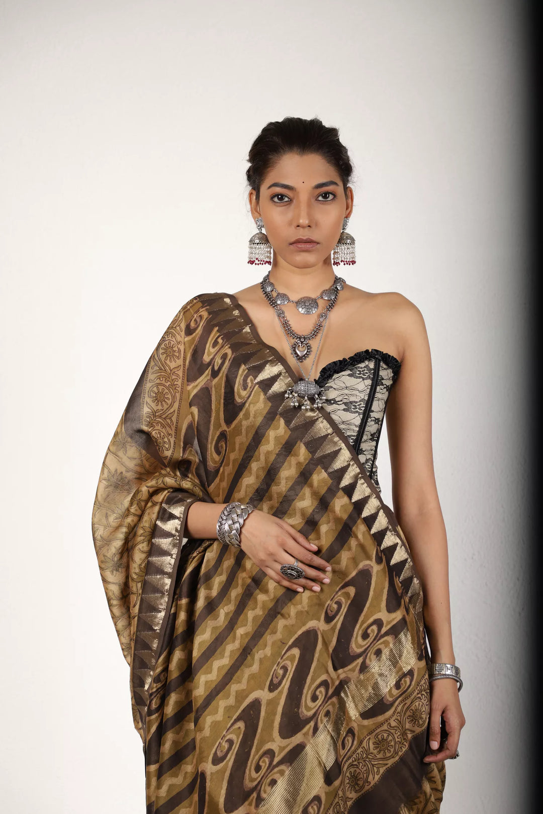 Shades Of Brown Chanderi Saree