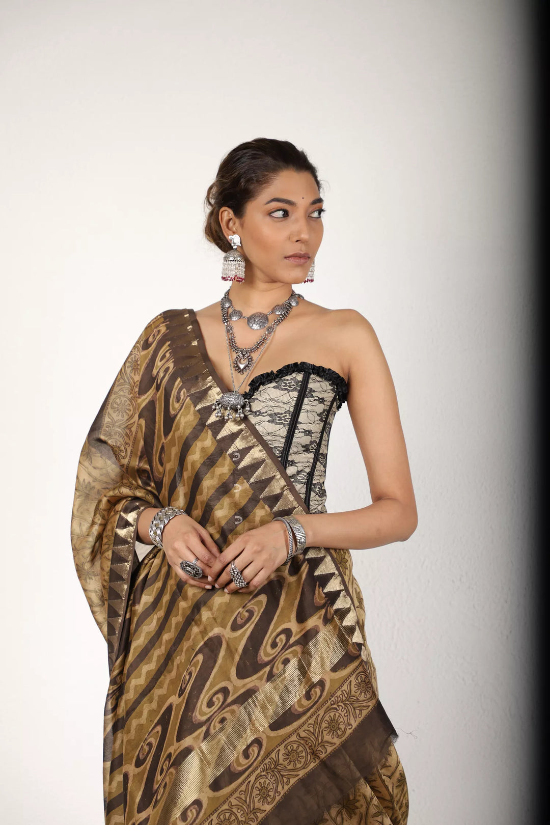 Shades Of Brown Chanderi Saree