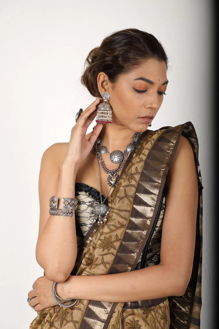 Shades Of Brown Chanderi Saree