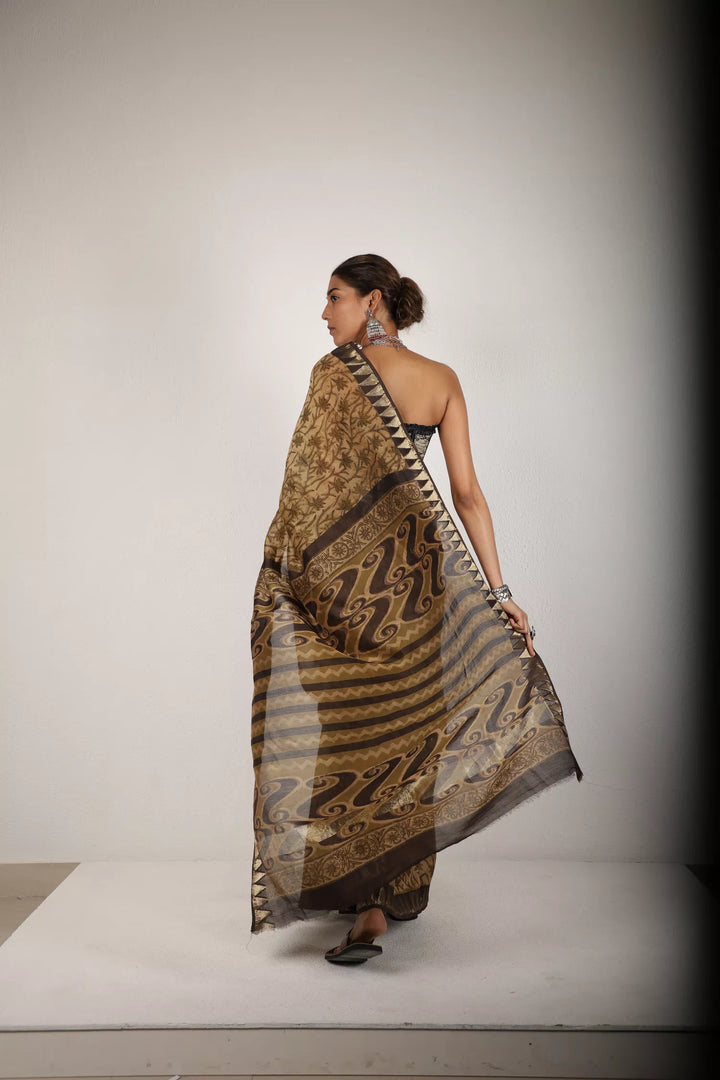 Shades Of Brown Chanderi Saree