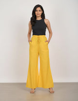 Yellow Cotton Palazzo for Women | Loose Fit | All-Day Comfort | Soft & Flowy
