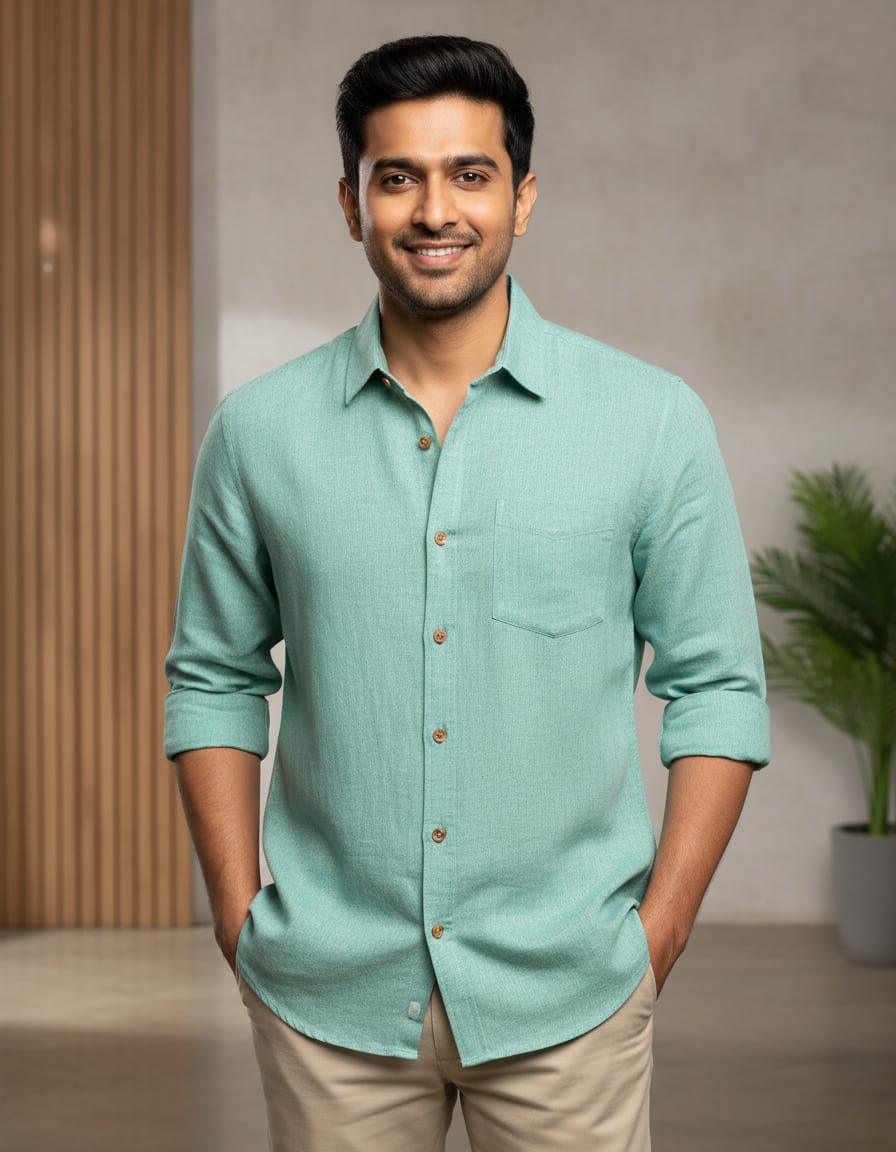 Teal Blue Chambray Shirt