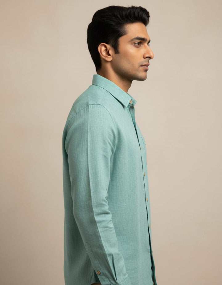 Teal Blue Chambray Shirt