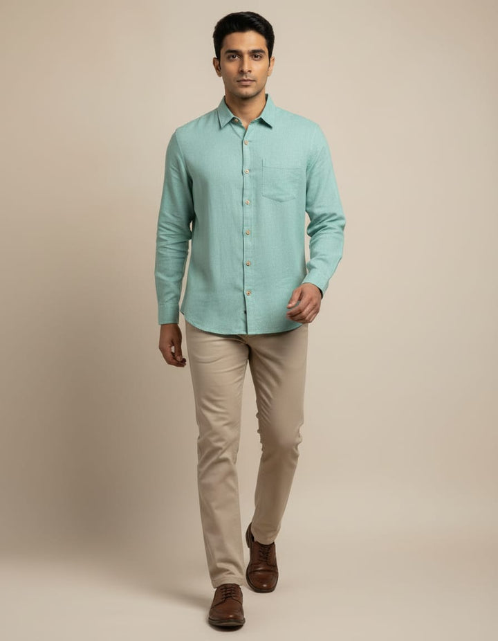 Teal Blue Chambray Shirt
