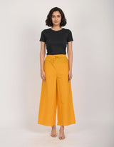 Mustard Yellow Cotton Palazzo for Women | Loose Fit | All-Day Comfort | Soft & Flowy