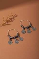 Antique Look Dangler Hoop With Coin Droplets