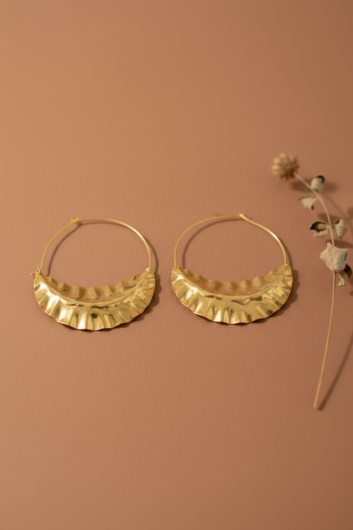 Asopalav Leaf Bali Hoop Earrings