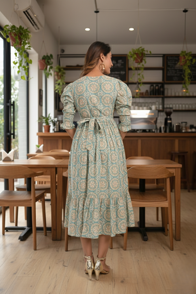 sea-green-printed-tiered-long-dress