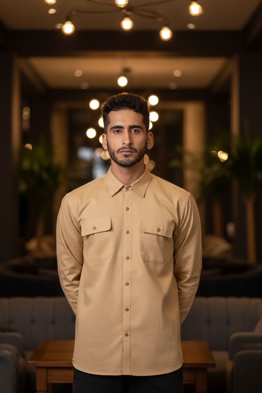Beige Cotton Linen Shirt