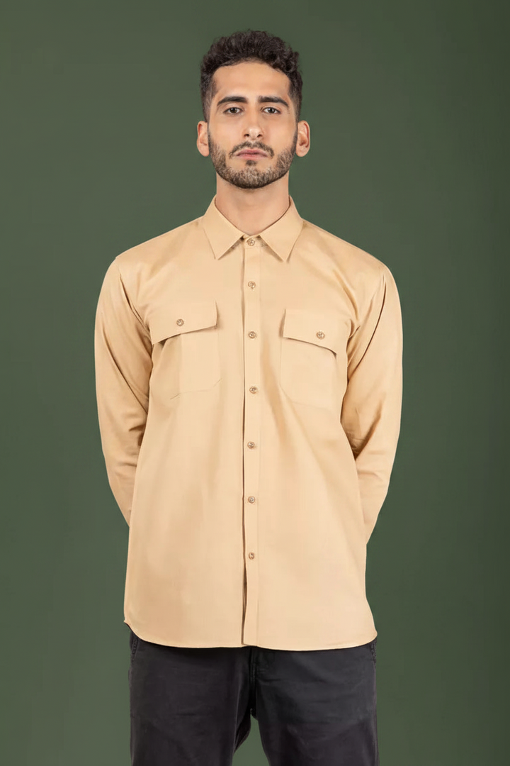 Beige Cotton Linen Shirt