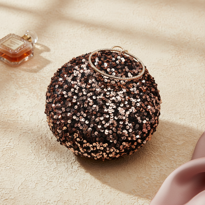 Black and Rose Gold Sequins Clutch