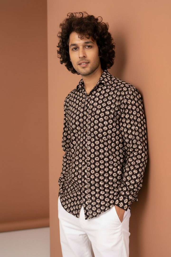 Black Block Print Shirt