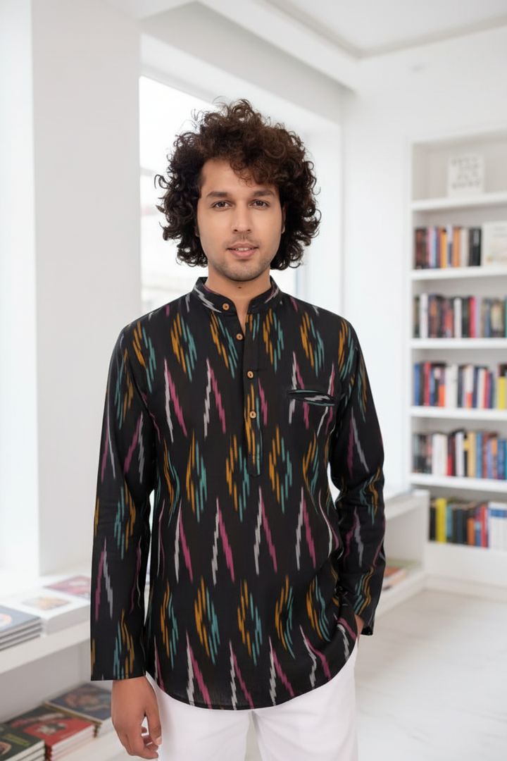 Black Ikat Short Kurta
