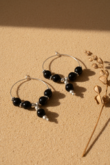 Black Onyx ghungroo Hoop Earrings
