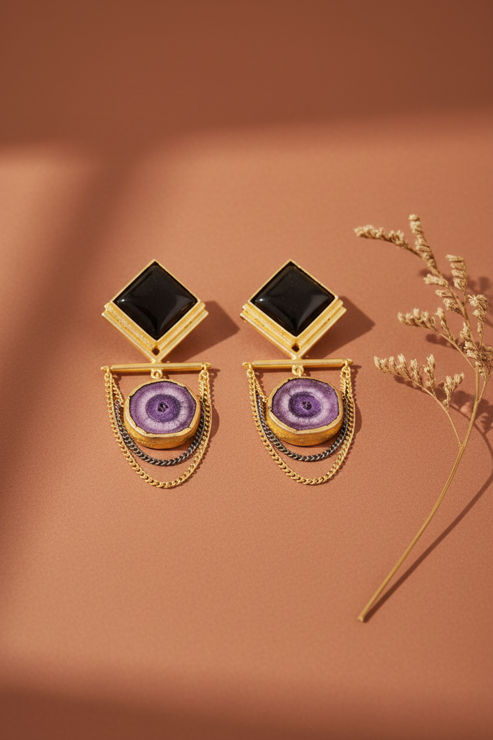 Black And Purple Colour Danglers