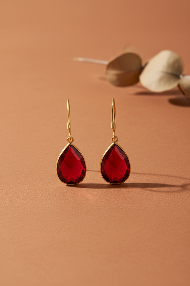 Blood Red Drop Earrings