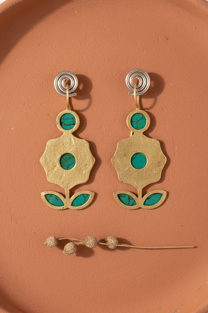 Blooming Flower Turquoise Earrings