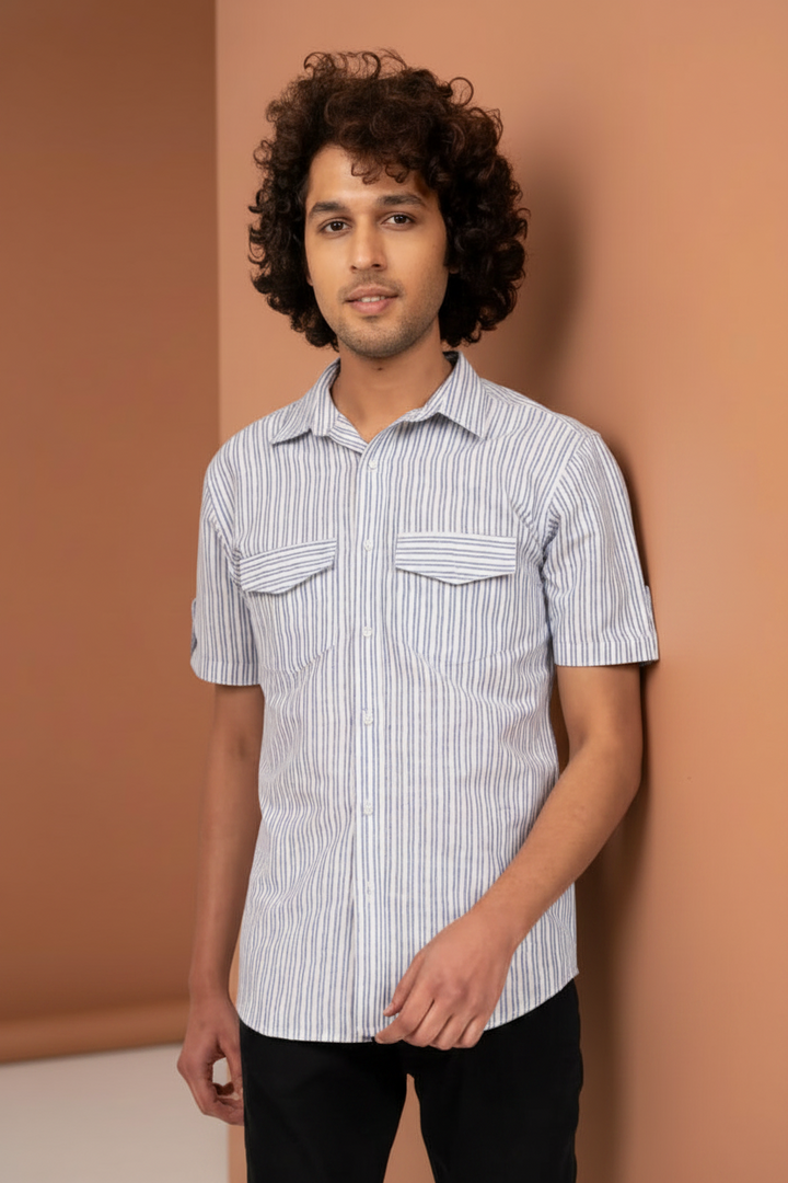 Blue and White Shirt