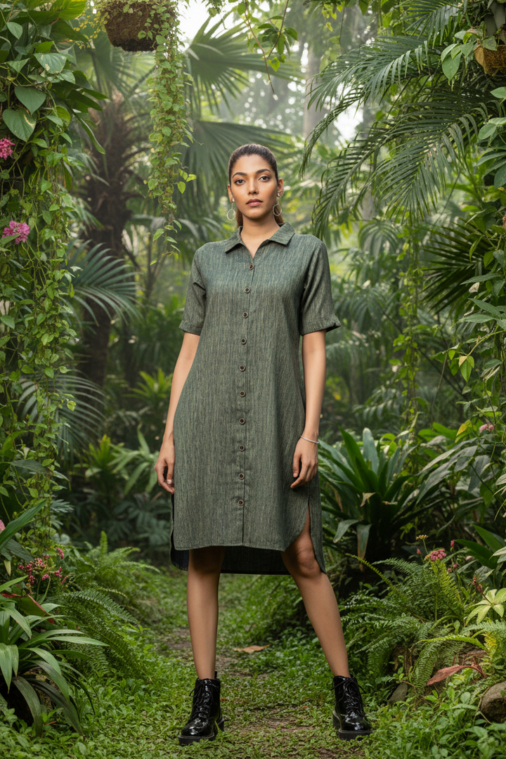two-tone-yarn-dyed-blue-green-cotton-dress