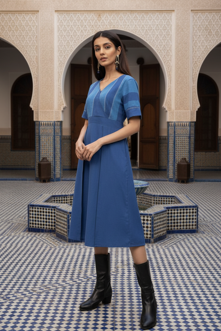 blue-striped-wrapover-dress