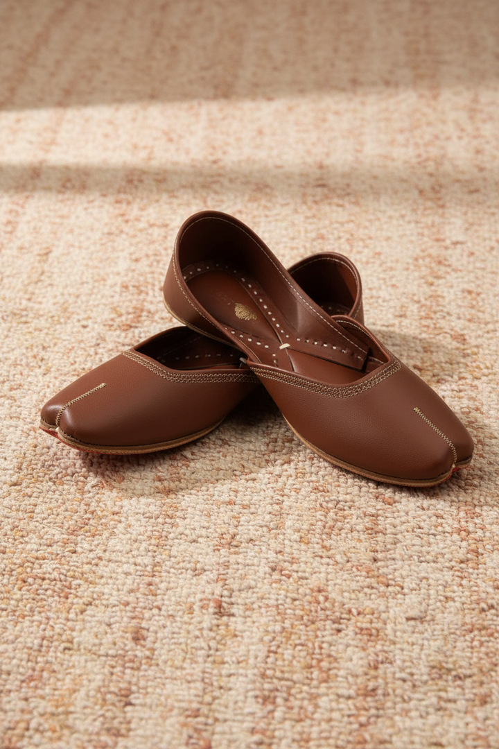 Chocolate Brown Faux Leather Jutti