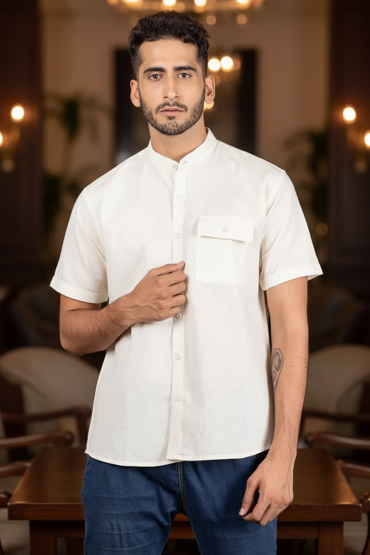 Cream Cotton Linen Shirt