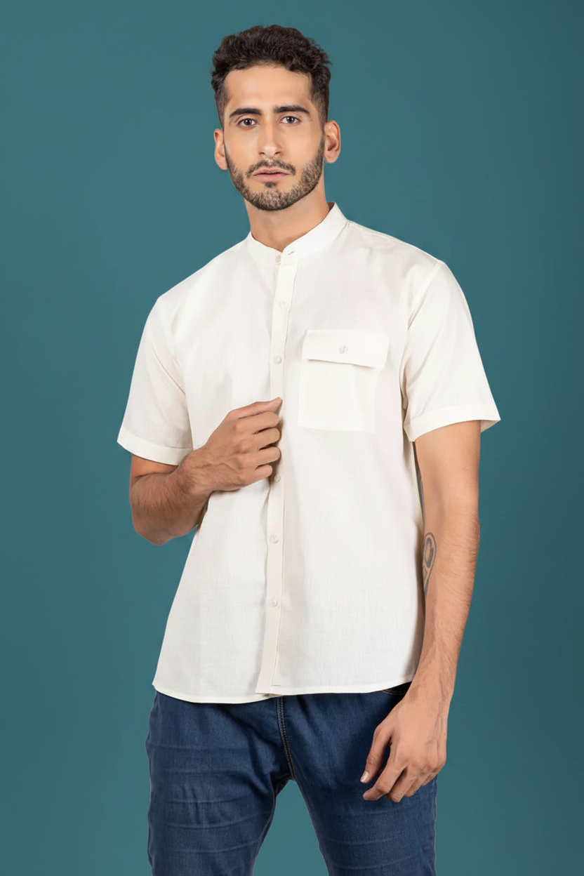 Cream Cotton Linen Shirt