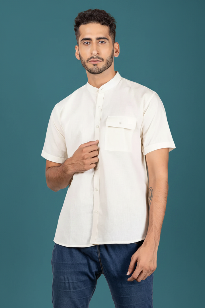 Cream Cotton Linen Shirt