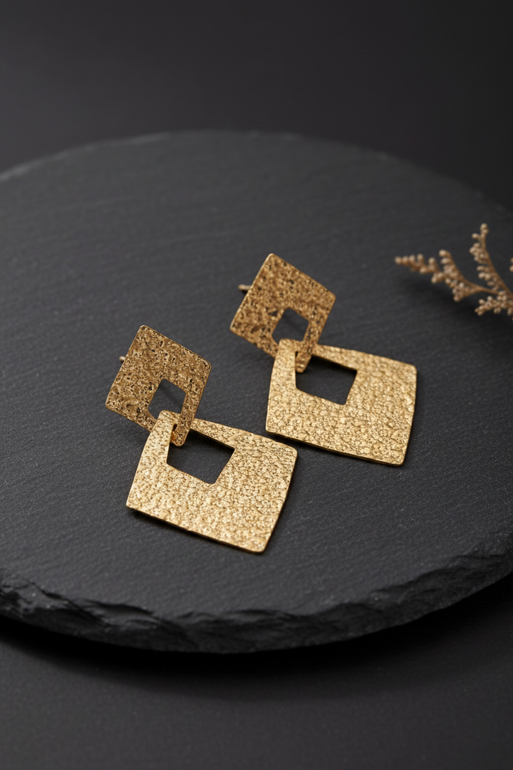 Diamond Tangled Golden Earrings