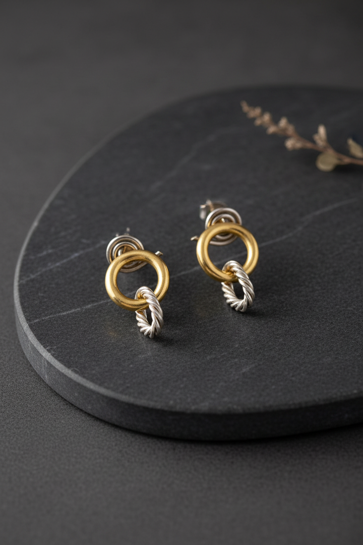 Dual Tone Double Hoop Earring