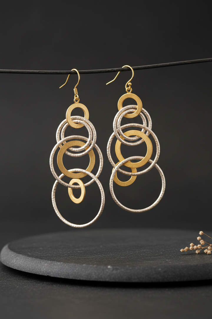 Entangled Silver Circle Danglers