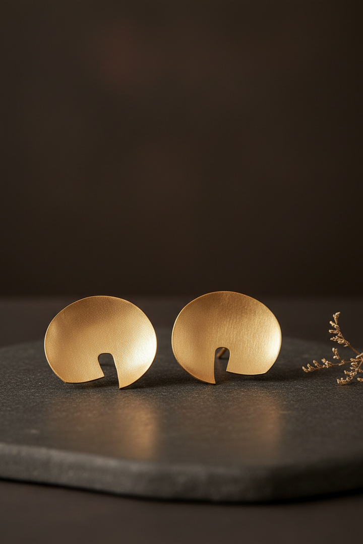 Filigree Shape Golden Earrings