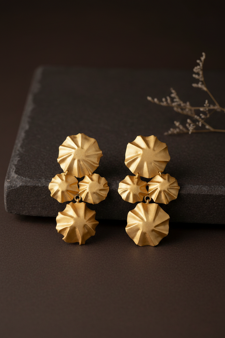 Four Lotus Leaves Dangler Earrings