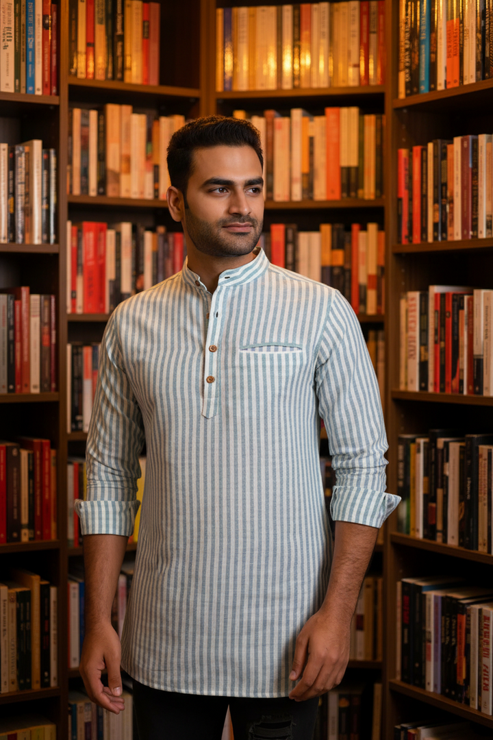 Green Striped Kurta