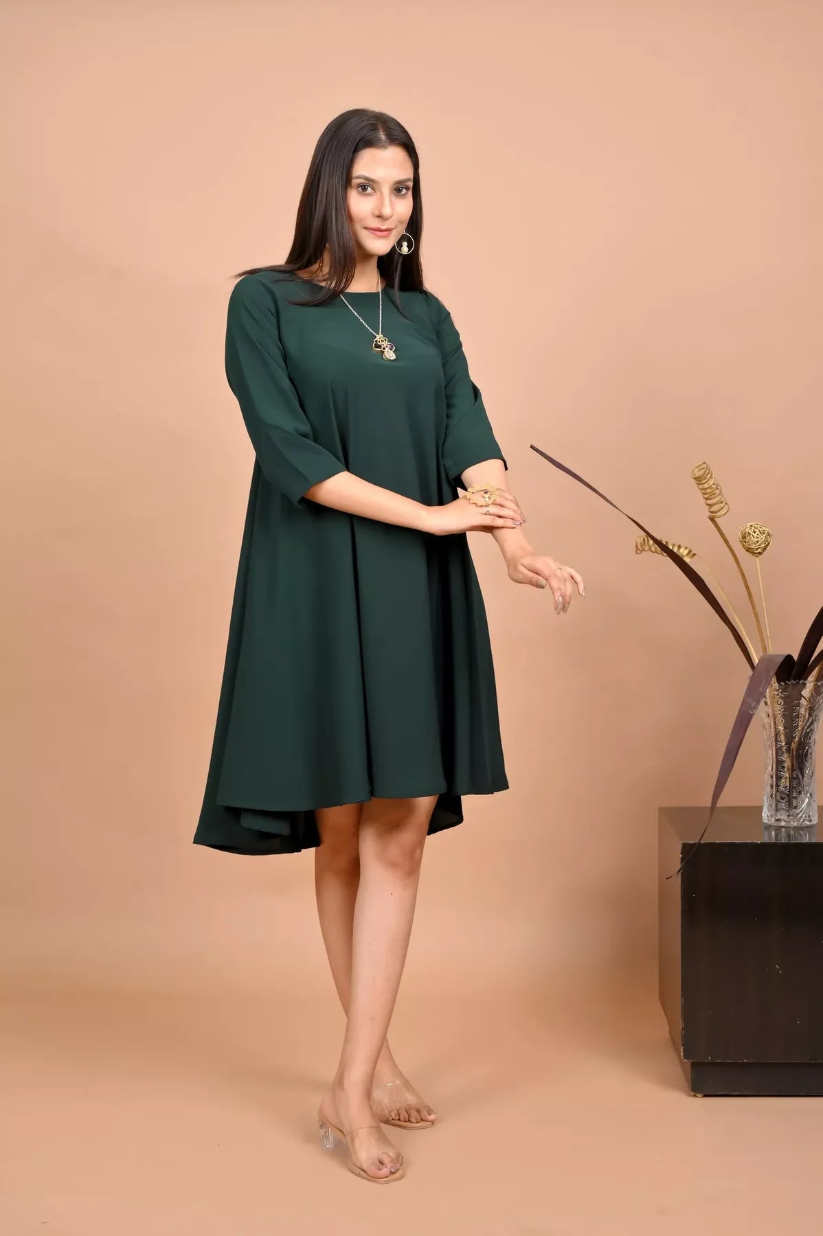 Wine Georgette Flaired Dress