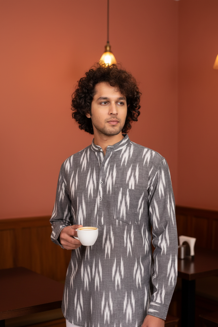 Grey Ikat Kurta