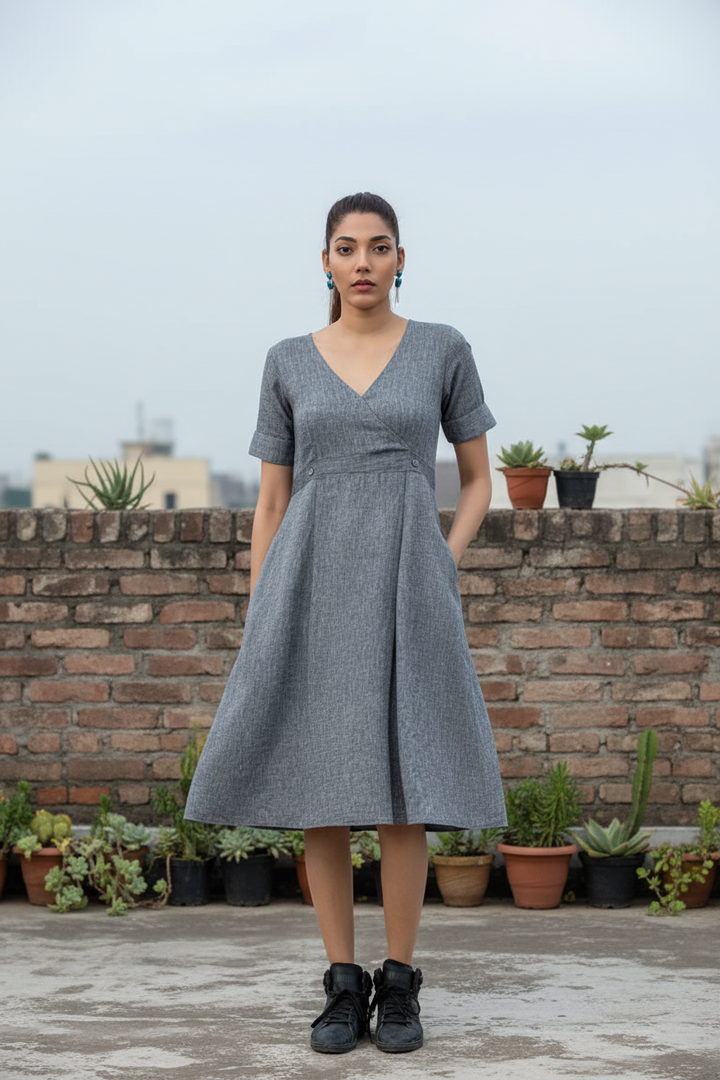 grey-solid-dress