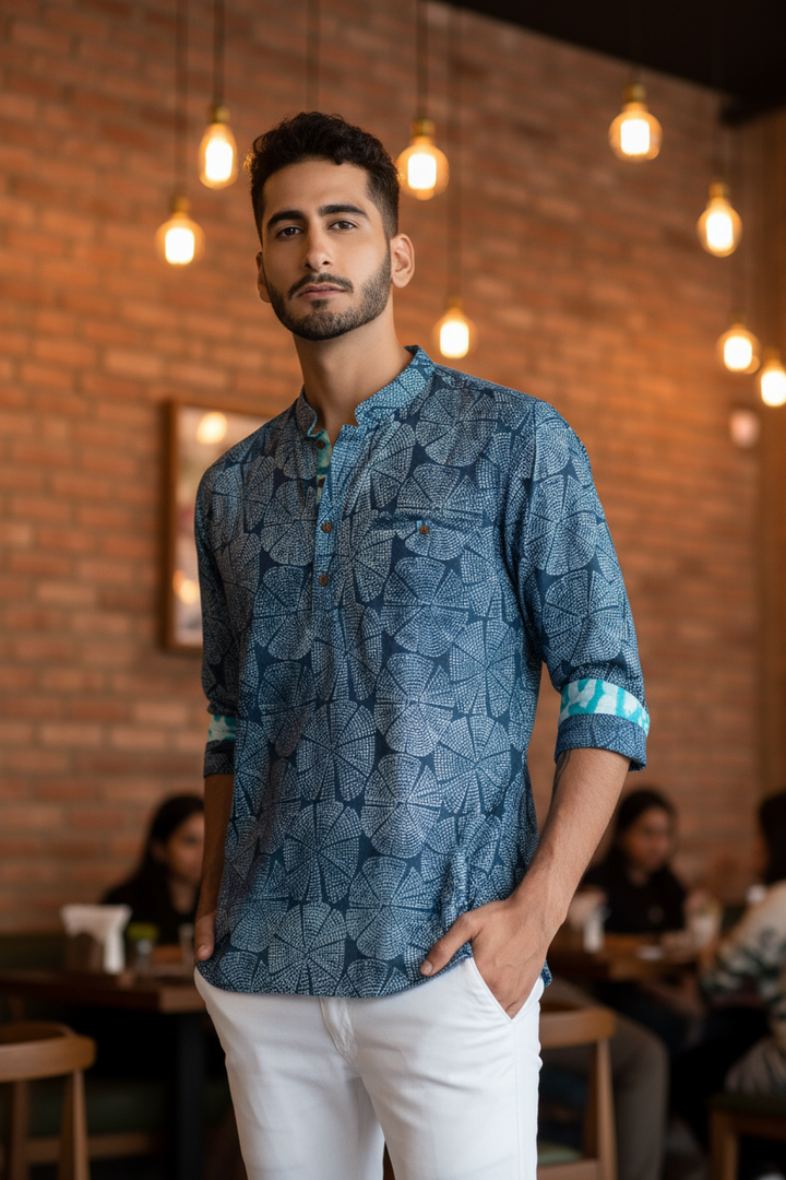 Indigo Dabu Print Kurta