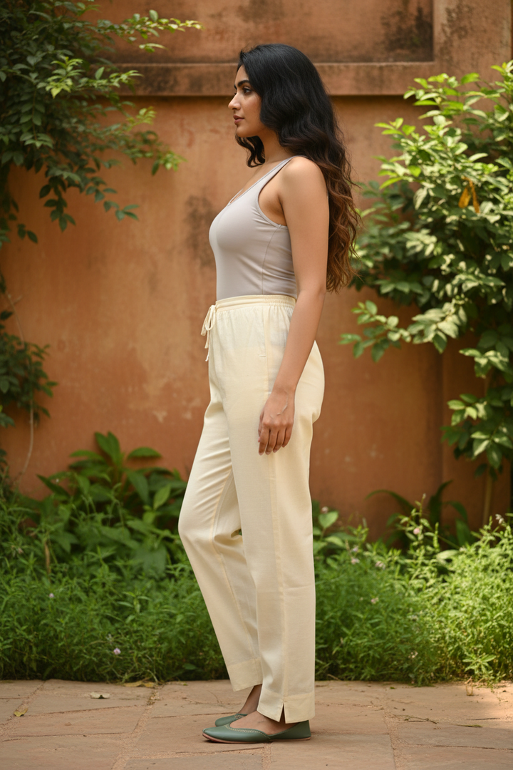 Beige Rayon Pants for Women | Straight Fit | All-Day Comfort | Every Day Wear