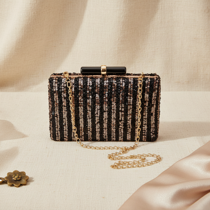 Light Gold And Black Clutch