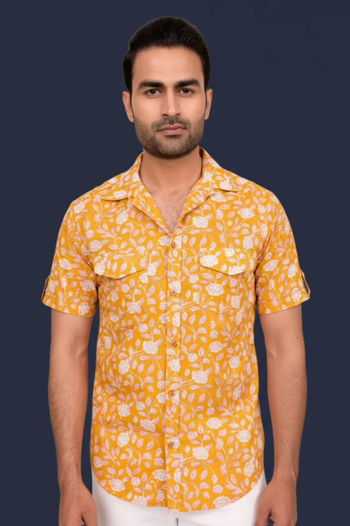 Mango Yellow Printed Shirt