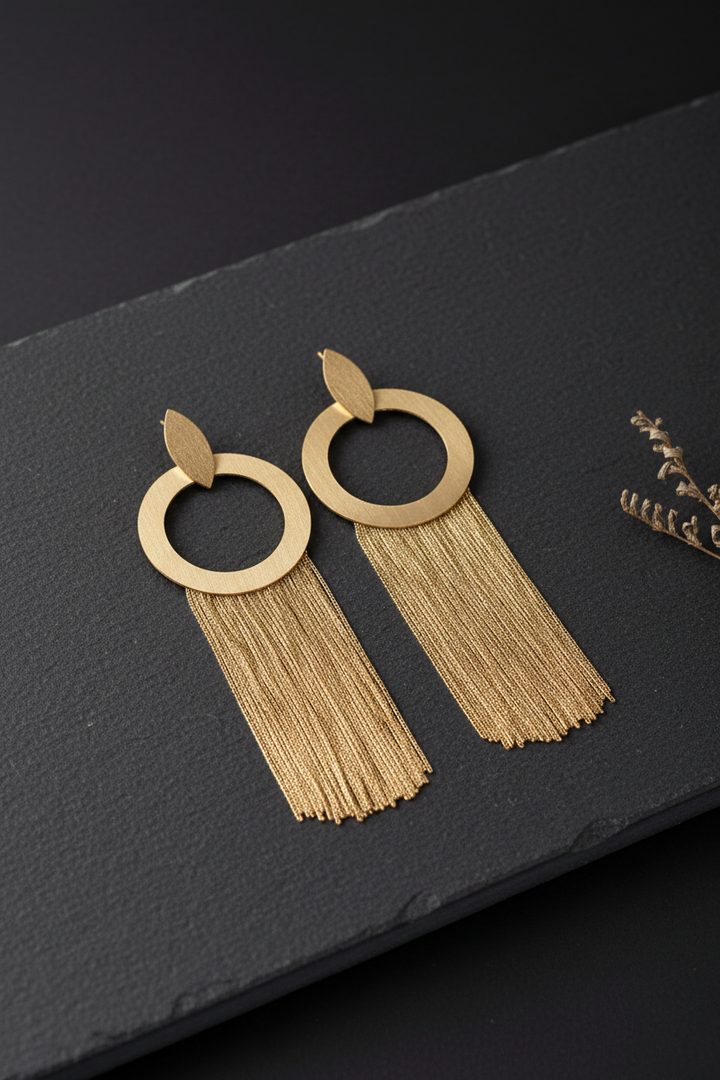 Marquise Top Golden Dangling Earrings