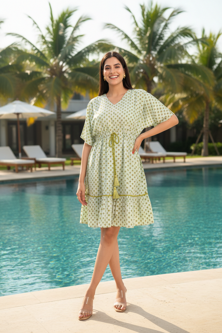 mint-green-lotus-printed-summer-dress