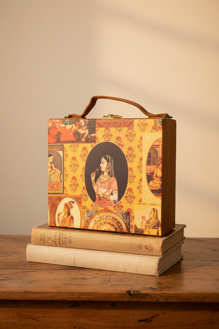 Yellow And Brown Suitcase Clutch