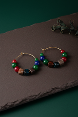 Multicolor Beads Metal bali Hoops
