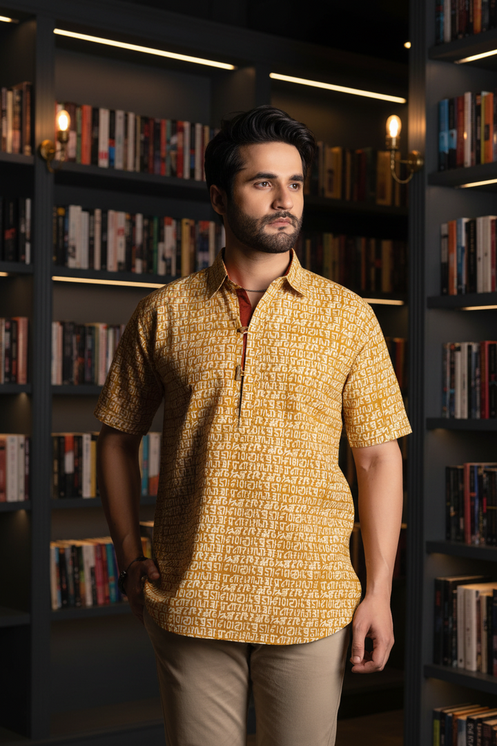 Mustard Printed Kurta