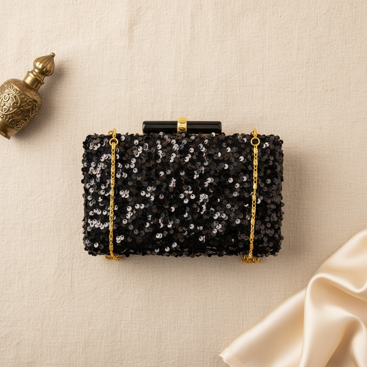 Mystique Black Sequins Clutch