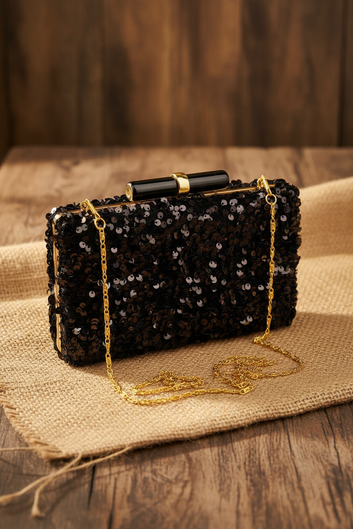 Mystique Black Sequins Clutch