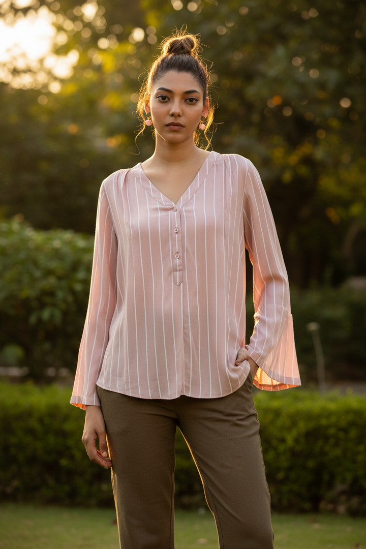 nude-pink-striped-shirt